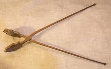 Antique Hand Forged Waffle Iron Fireplace Tool Camp Fire Wafer Krumkake Flower