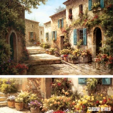 47W"x35H" WALKWAY OF FLOWERS by STEVEN HARVEY - FLORAL VILLAGE CHOICES of CANVAS