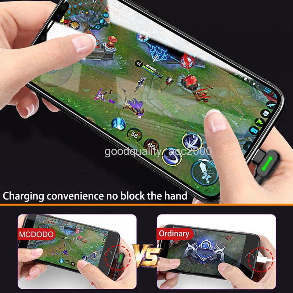 MCDODO 90 Degree Right Angle for iPhone Type C Micro Cable Fast Charge 0.5m - 3m - Image 3 of 4