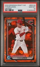 2024 Bowman Draft Chrome Sapphire 1st #BDC44 Tyson Lewis Orange /25 PSA 10