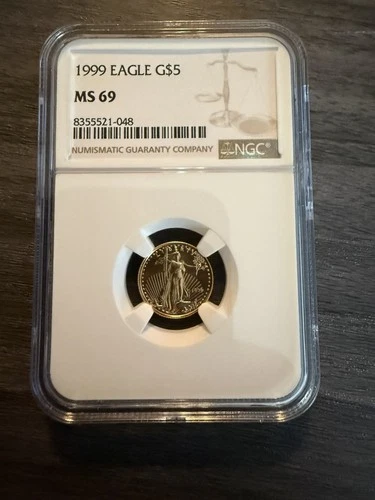 1999 American Gold Eagle $5 Coin 1/10 oz. Graded MS69 by NGC (Type 1)