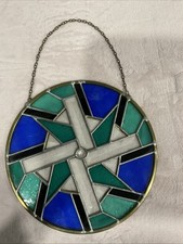 Stained Glass Celtic suncatcher window hanging round 10