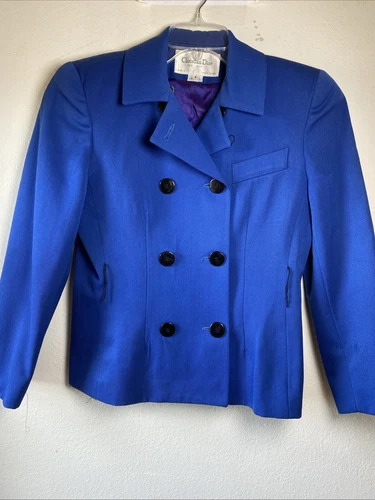 Blazer Christian Dior The Suit donna taglia 4 blu 100% pura lana spalline