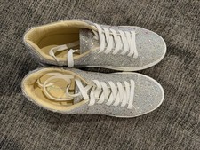 Betsey Johnson Sidny Rhinestone Sneaker Silver Lace Up Low Top Designer Shoe