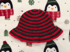 Handmade Red and Green Striped Womens Crochet...