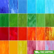 24 Stained Glass Sheets Value Pack Unique Colorful Tiles Mosaic Art Crafts New