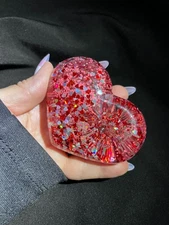 Heart Shape Freezable Glitter Tobacco Glass Pipe Glitter Hand Pipe Glass Pipe