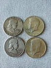 Half dollars silver  Franklin 1954 & 1960 and Kennedy 1964 & 1966