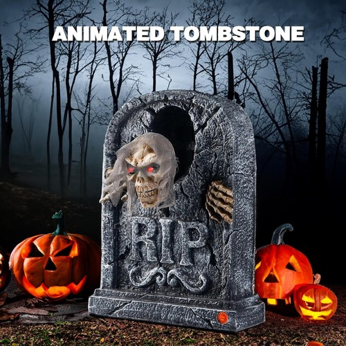 Halloween Animatronics Zombie Tombstone - Decorazioni Lapidi LED con Ske... - Foto 5 di 7