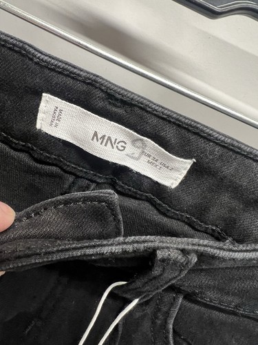 Mango Jeans Collection Black Skinny Mid Rise Tight Fit Capri Length Jeans Size 2 - Picture 3 of 7