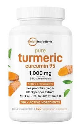 Pure Turmeric Curcumin 1000mg, 95% Curcuminoids with Black Pepper & MCT Oil
