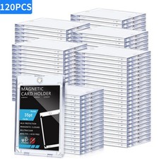 120 Pack Ultra-Thin Magnetic Trading Sports Card Holder 35pt One-Touch Hard Case