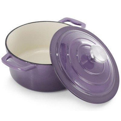 MegaChef 2.7 Quart Round Enameled Cast Iron Casserole in Gradient Purple