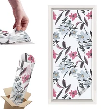 Decorative Frosted Glass Film for Bathroom and Kitchen Floral Pattern
