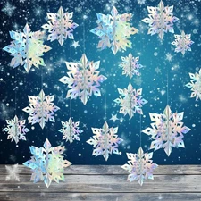 OuMuaMua Winter Christmas Snowflake Decorations, 24PCS 3D Laser 