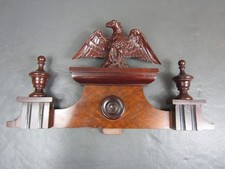 Vintage wooden vienna wall clock pediment with eagle finial - clock spares parts
