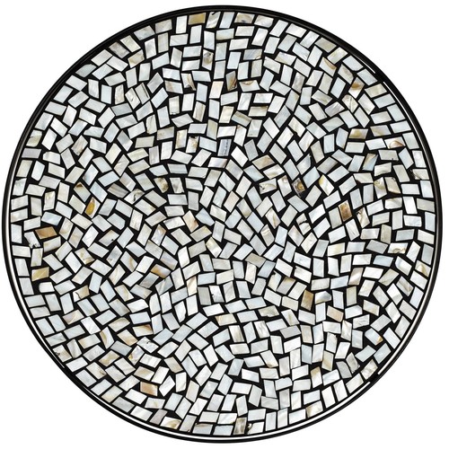 Modern Black Outdoor Accent Table 14" Wide Free-Form Mosaic for Porch Patio Home - Picture 7 of 7