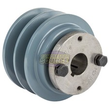 Cast Iron 3.35" Dual Groove Pulley Belt B Section 5L with 7/8" Sheave Bushing