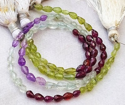 13 inch strand of natural Multi Gemstone Drop Faceted 5 mm beads.