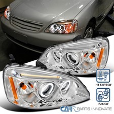 Fits 2001-2003 Honda Civic Halo Projector Headlights Led Strip Head Lamps Lr Fits 2001-2003 Honda Civic Halo Projector Headlights Led Strip Head Lamps Lr