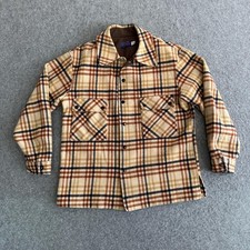 60s Pendleton Wool Plaid Snap Jacket Large