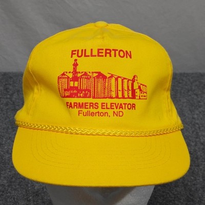 Vintage Farmers Elevator Fullerton ND Snapback Hat Yellow Trucker Cap Y2K