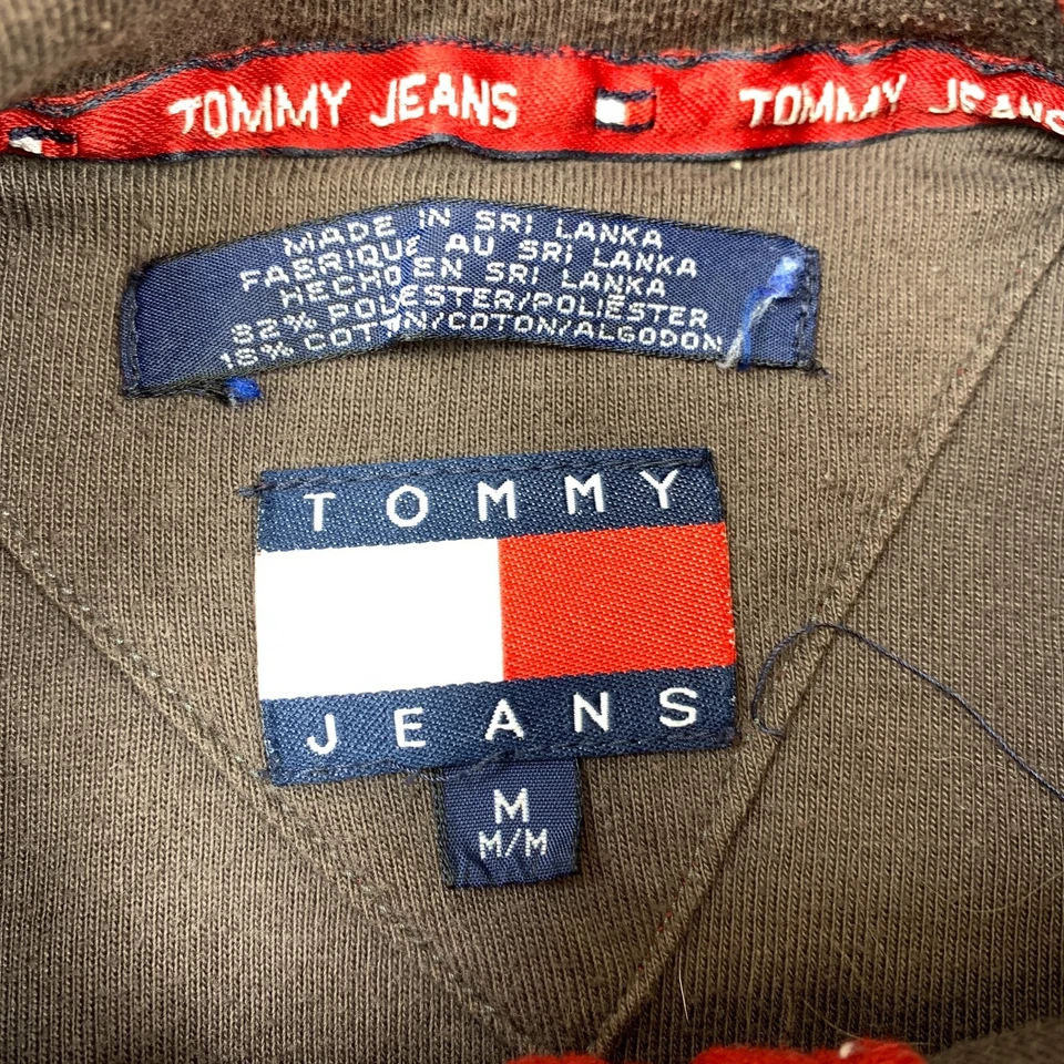 Sudadera con capucha tejida Tommy Jeans vintage para hombre talla M roja gris manga larga Foto 4 de 4