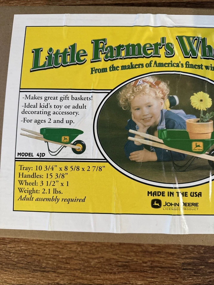 JOHN DEERE - Vintage LITTLE FARMER'S WHEELBARROW MODEL #4JD RARE NOS! - Image 3 of 4