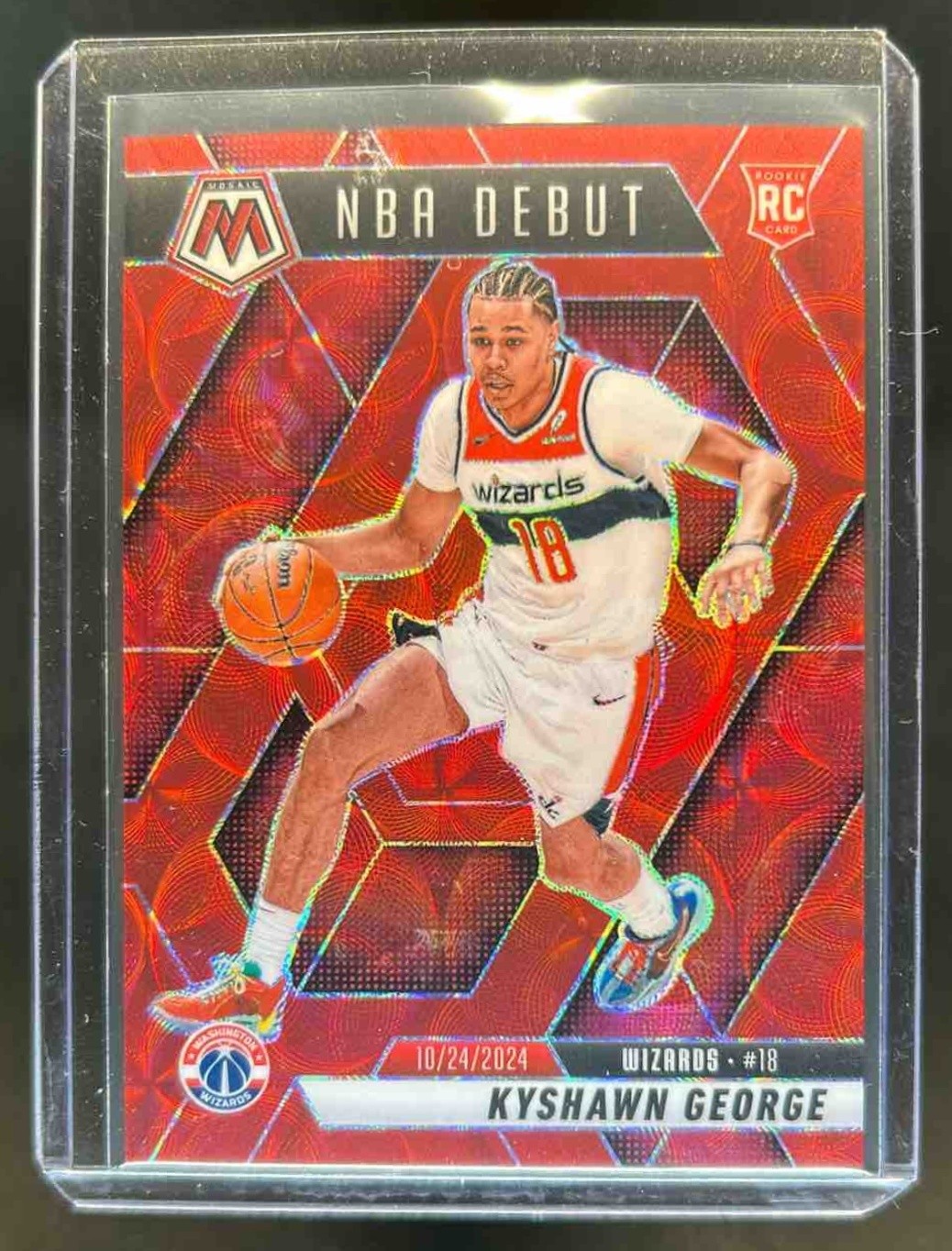 2024-25 Mosaic Kyshawn George RC International Red NBA Debut #53/75 Wizards