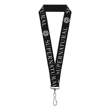Buckle-Down Lanyard-1.0"-Winchester Pentagram Repeat Black/White 22" x 1" Supern