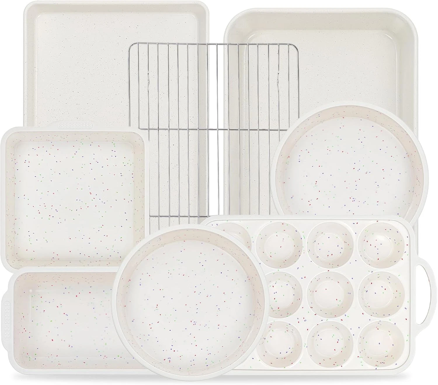 8-Piece Baking Pans Set Nonstick Bakeware Set includes Silicone Muffin Loaf Cake
