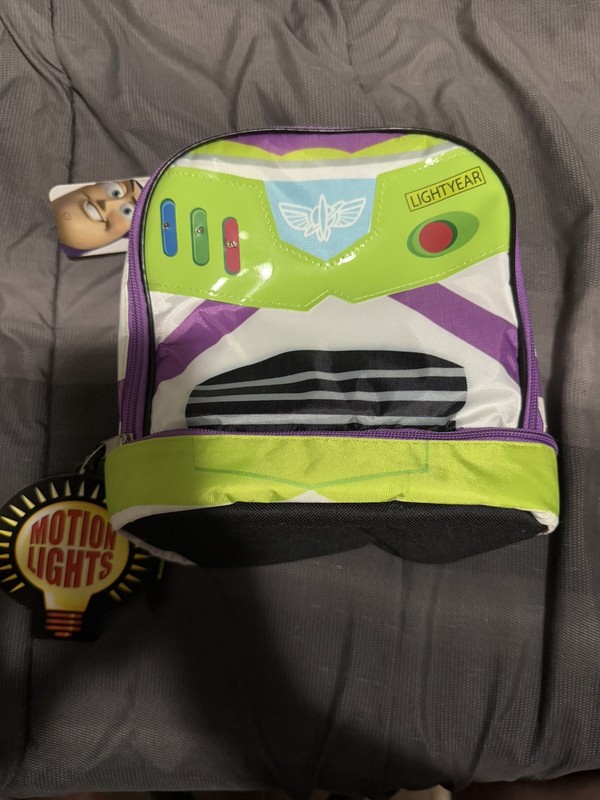 Toy Story Buzz Lightyear Dual Compartment Insulated Light Up Kids Lunch Bag Tote