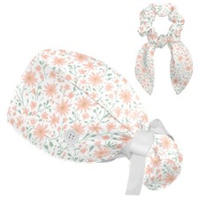 Scrub Caps Women with ButtonAdjustable Surgical Caps with Ponytail PouchPink ...