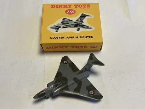 Vintage Diecast Dinky Toys #735 RAF Gloster Javelin Fighter Interceptor Boxed