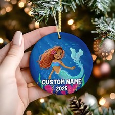 Personalized Disney The Little Mermaid Valentine Day 2D Ceramic Ornament