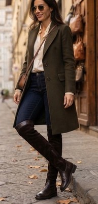 Studio Pollini Italian Leather Suede OTK Brown Knee High Boots Womens US Sz 8