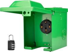 50 Amp 125/250 Volt RV/EV Power Outlet Box, Enclosed Lockable Weatherproof Outdo