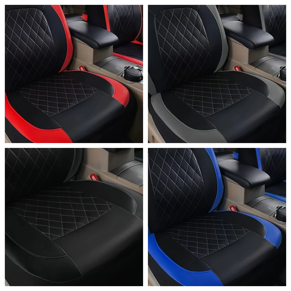 Fundas de asiento de coche de cuero PU para ajuste universal a la mayoría de los accesorios interiores de coche Foto 2 de 4