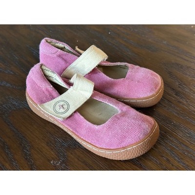 Livie & Luca Mary Jane Shoes Kids Size 12 Pink Good Canvas Button Strap Flats