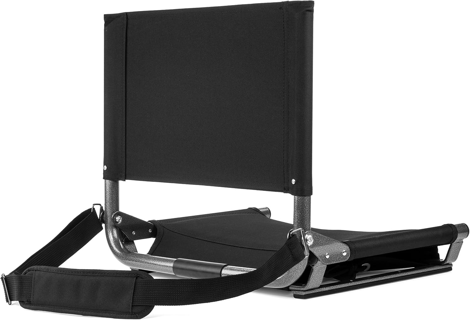 Cascade Mountain Tech Portable Folding Steel Stadium Seats Regular 17", Black 