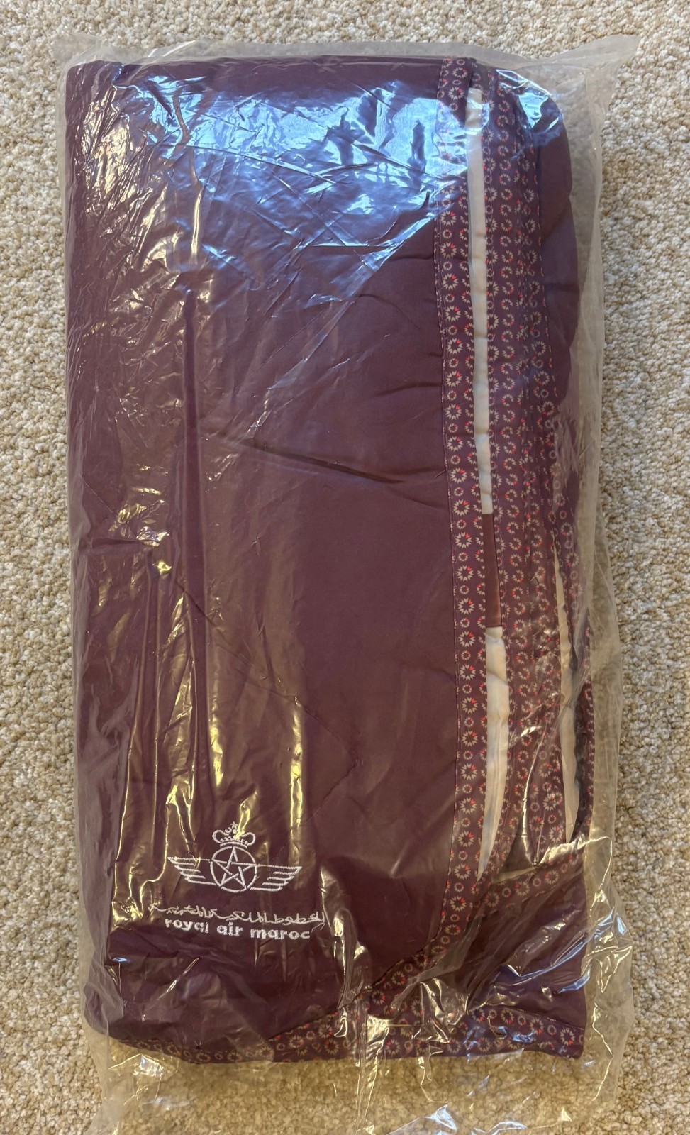 ROYAL AIR MAROC Business Class Airline Blanket by Bayart - Purple - 70 x 55"