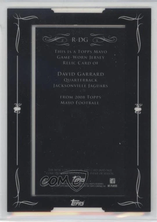 2008 Topps Mayo Mini Framed Relics David Garrard #R-DG - Image 2 of 2