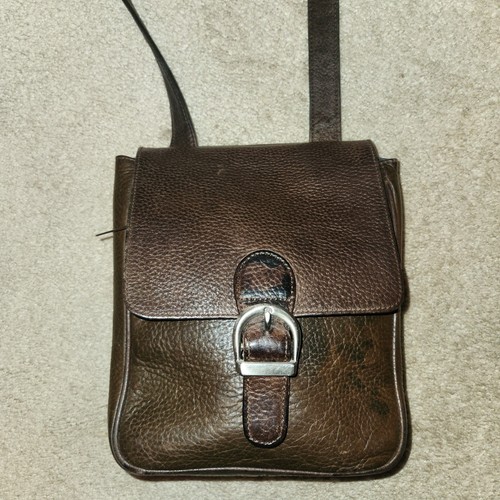 Borsa a tracolla classica anni 90 Eddie Bauer in pelle marrone scuro con ciottoli - Foto 2 di 12