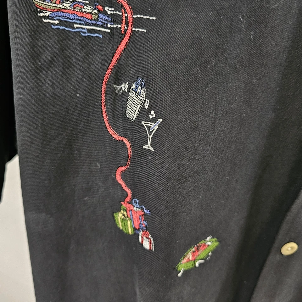 Camisa de Seda Nat Nast Bordada Edición Limitada 118 Deseos de Vacaciones Navidad 2XL Foto 4 de 4