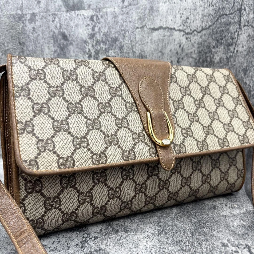 Sac bandoulière Extreme GUCCI GG 2 voies cuir beige logo ferrures métalliques #PGKE14