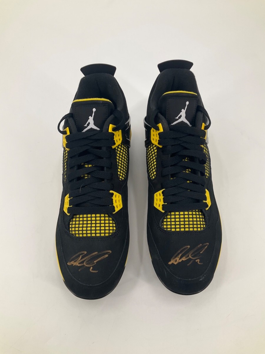 JAZZ CHISHOLM JR MIAMI MARLINS AIR JORDAN 4 SIGNED GAME USED