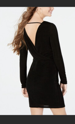 Crystal Doll Juniors' Long-Sleeve Bodycon Dress M, Black | eBay