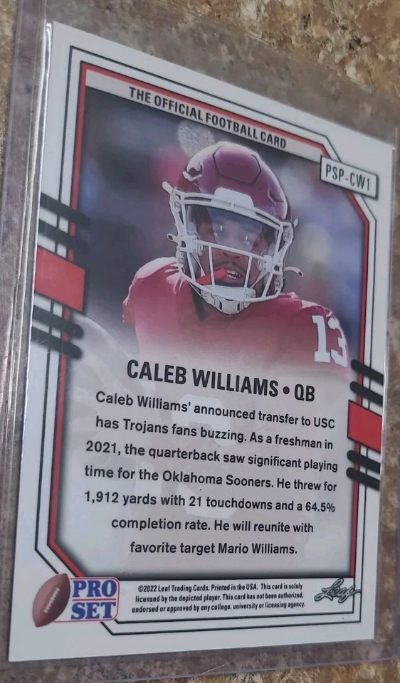 2022 Leaf Pro Set Portrait Black Crystal Caleb Williams #PSP-CW1 - Image 2 of 2