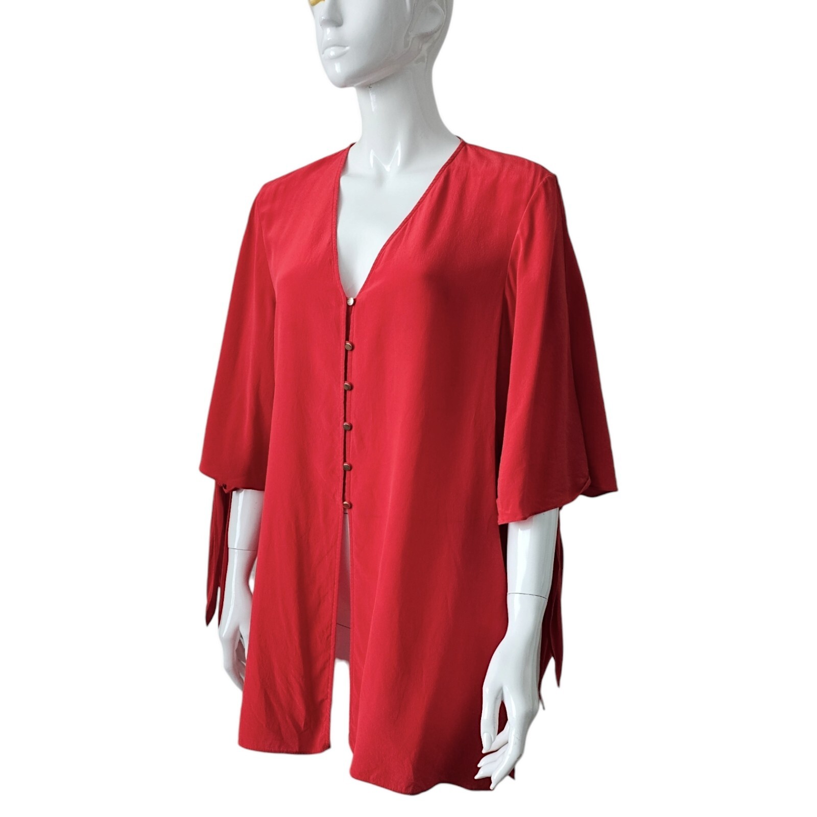 Sass & Bide Red Silk Rosaire Blouse Size 12 Oversized Fit