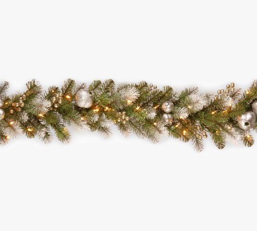 Pottery Barn beleuchtete LED Faux gemischt Kiefer Glitzer Girlande Weihnachten Urlaub - Bild 2 von 2